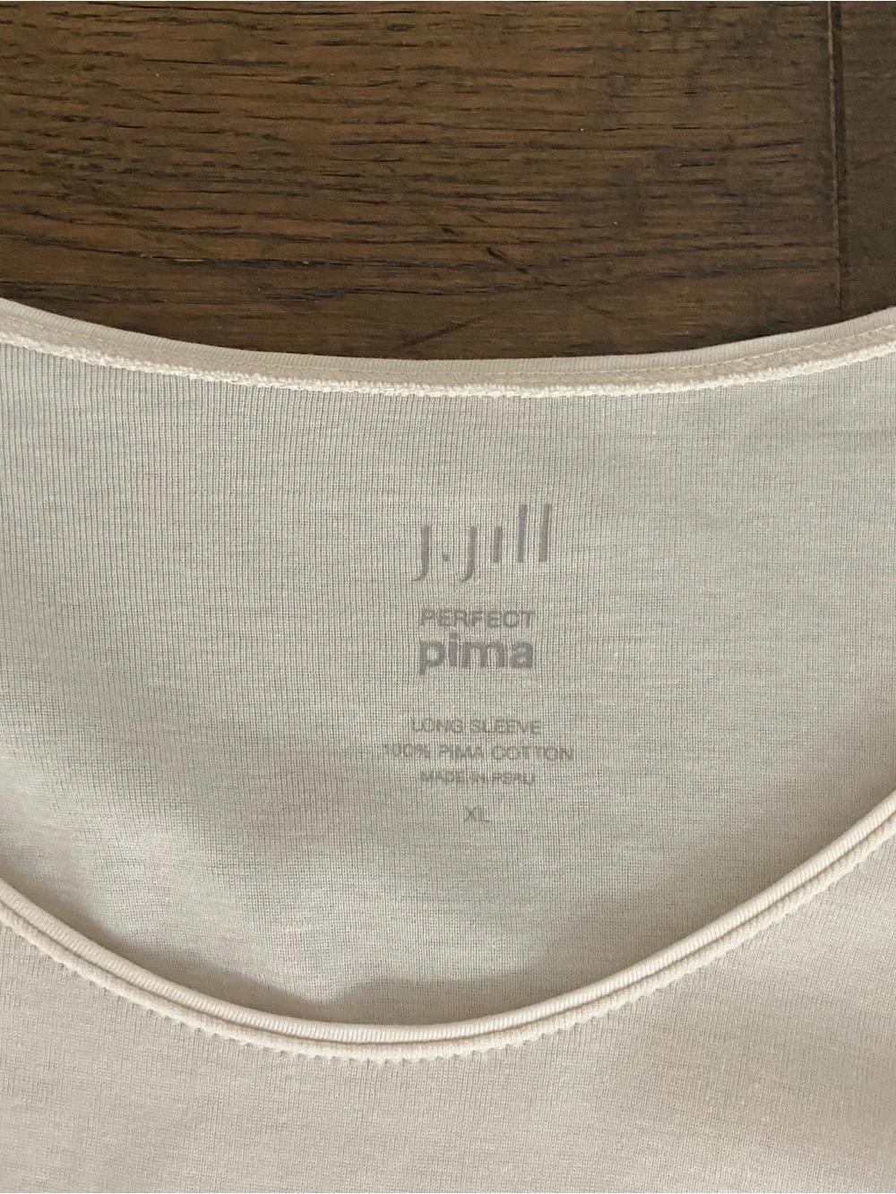 J. Jill Pima Cotton Long-Sleeve Scoop Neck Tee Top in Off-White XL - Picture 2 of 4
